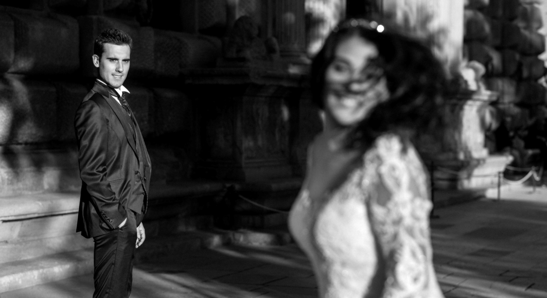Fotografía de post-boda en Granada, novios en Alhambra